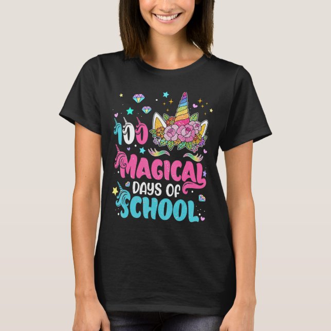 T-shirt 100 Jours Magiques Joyeux 100ème Jour De L'École U (Devant)
