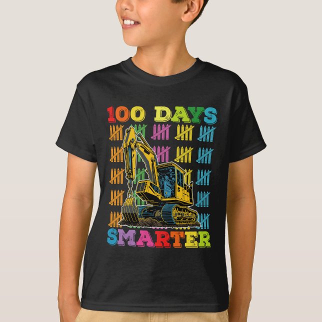 T-shirt 100 Jours Smarter Excavator 100e Jour De L'École (Devant)