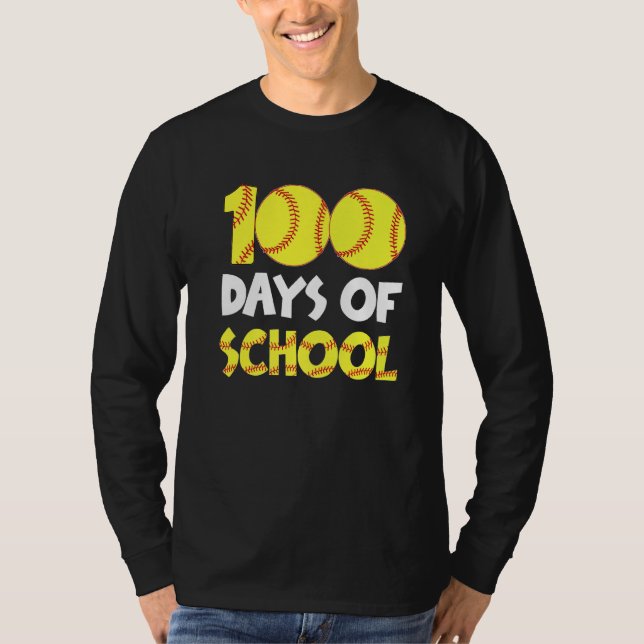 T-shirt 100 Jours Smarter Heureux 100 Jours De Softball Sc (Devant)
