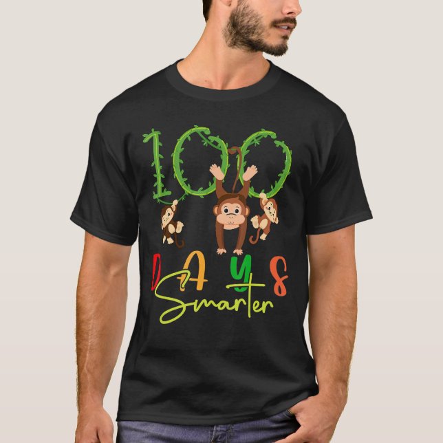 T-shirt 100 Jours Smarter Monkey Kids 100e Jour de l'école (Devant)