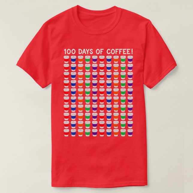 T-shirt 100 Tasses De Café Enseignant 100E Jour De L'École (Design devant)