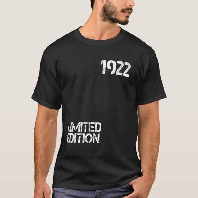 T-shirt 100E Anniversaire Edition Limitée Né En 1922 Vinta (Devant)