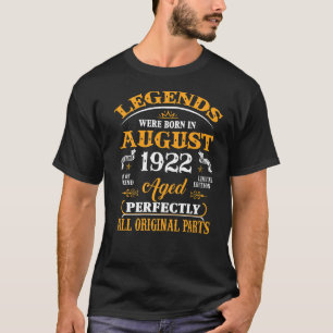 T-shirt 100e Anniversaire Légendes Né En Août 1922 100 Ans