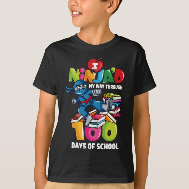 T-shirt 100e jour de l'école Enseignants Ninja 100 jours (Devant)