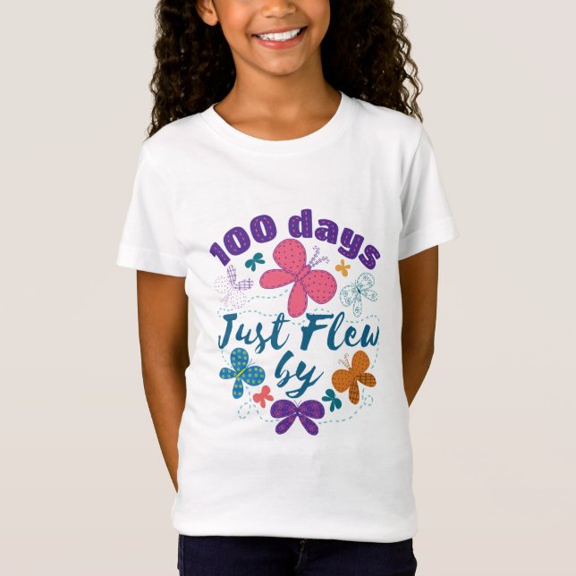 T-Shirt 100e Jour de l'école Papillon 100 jours volés par (Devant)
