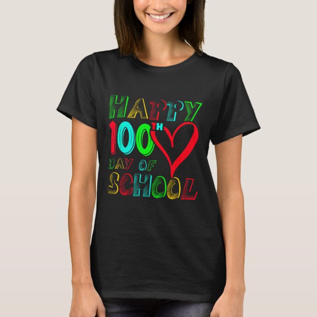 T-shirt 100ème Jour De L'École 100 Jours Jolies Étudiants  (Devant)