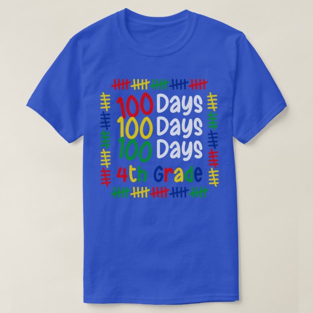 T-shirt 100ème Jour De L'École 4ème Classe Garçons Filles  (Design devant)
