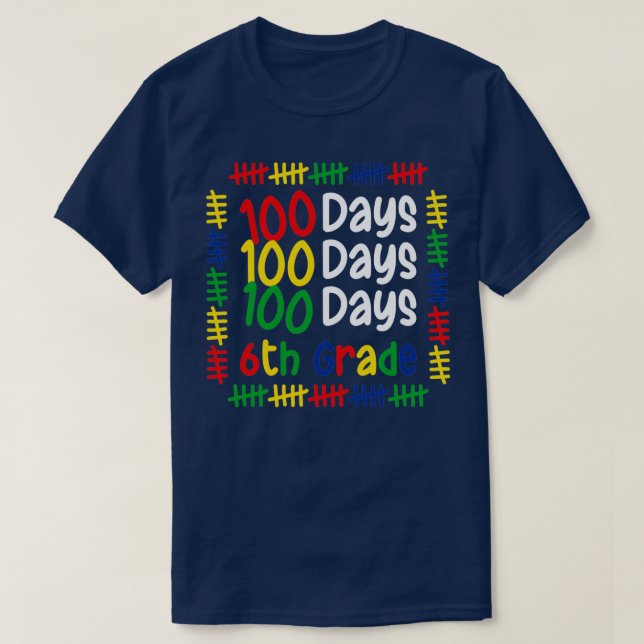 T-shirt 100ème Jour De L'École 6ème Classe Garçons Filles  (Design devant)