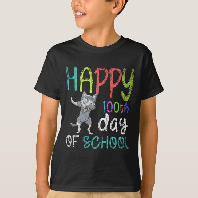 T-shirt 100ème Jour De L'École Dabbing Wolf 100 Jours De L (Devant)