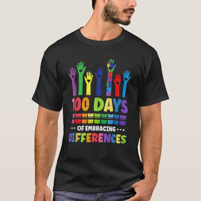 T-shirt 100ème Jour De L'École Enseignant 100 Jours Autism (Devant)