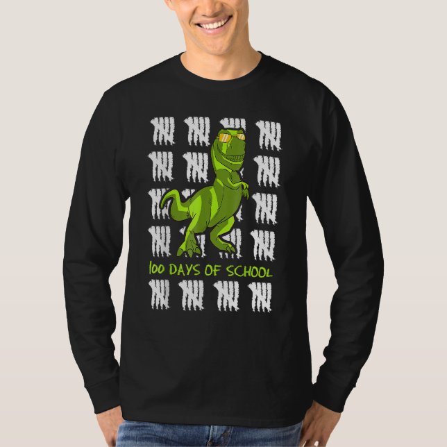 T-shirt 100ème Jour De L'Étudiant Dino Tyrannosaurus Rex (Devant)