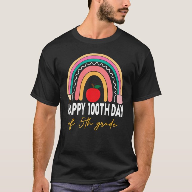T-shirt 100th Day Of 5th Grade Teacher Rainbow Fifth Grade (Devant)
