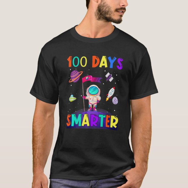 T-shirt 100th Day Of School 100 Days Smarter Books Space A (Devant)