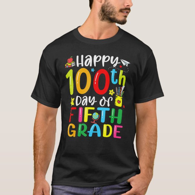 T-shirt 100th Day Of School 5th Fifth Grade Teacher Studen (Devant)