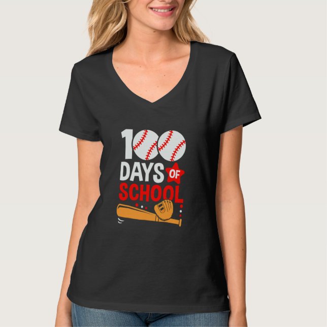 T-shirt 100th Day Of School Baseball 100 Days Smarter Teac (Devant)