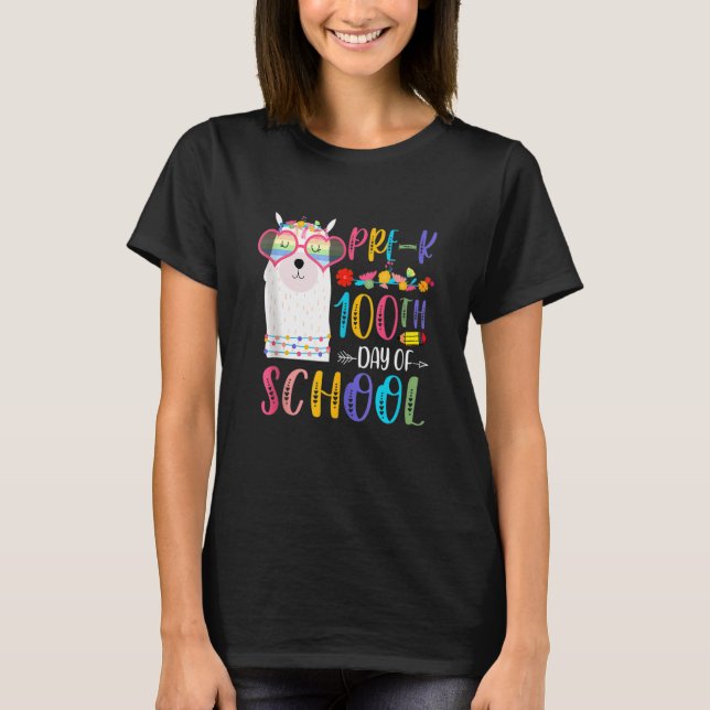 T-shirt 100th Day Of School No Prob Llama Teacher 100 Days (Devant)