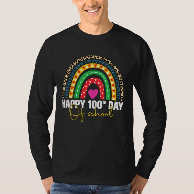T-shirt 100th Day Of School Teacher Kids Rainbow 100 Days  (Devant)