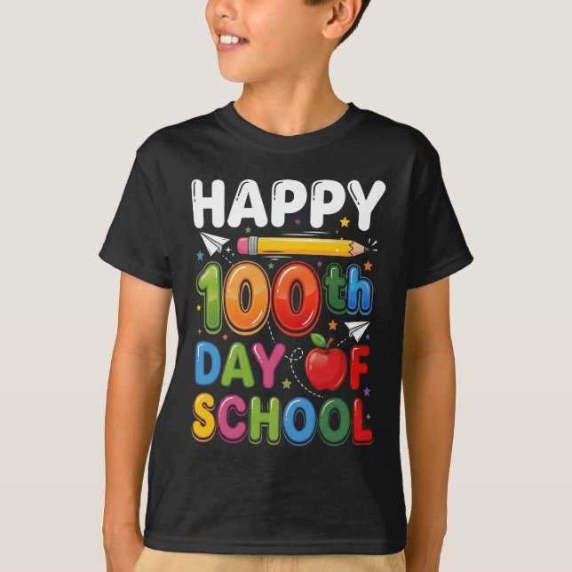 T-shirt 100th Day of School Teacher Student Happy 100 Days (Devant)