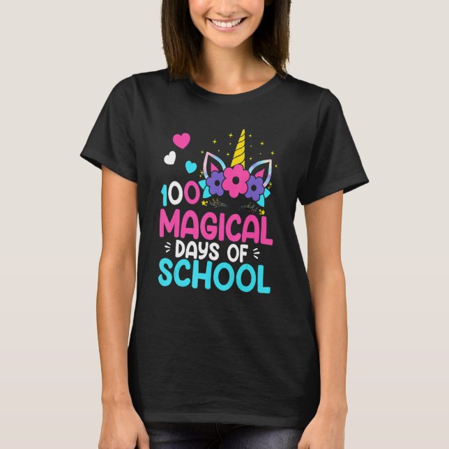 T-shirt 100th Day of School Unicorn 100 Magical Days Teach (Devant)