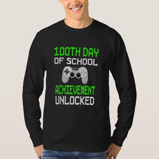 T-shirt 100th Day Of School Unlocked Video Game Happy Boys (Devant)