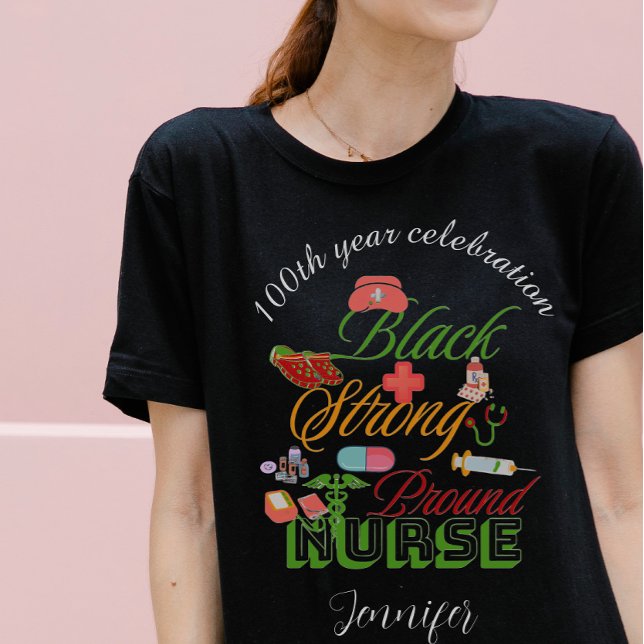 T-shirt 100th year celebration black history nurse  (Créateur téléchargé)