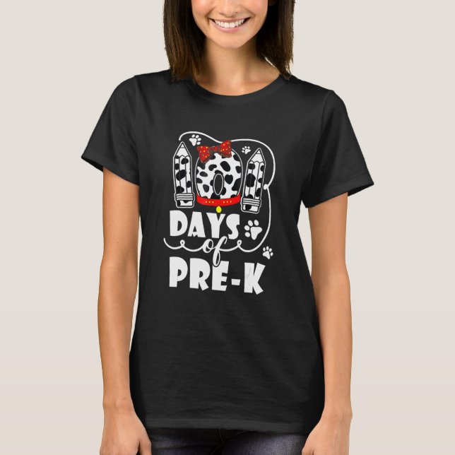 T-shirt 101 Days School Pre K Dog 100 Days Smarter Student (Devant)