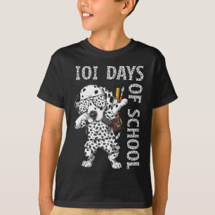 T-shirt 101 Jours D'école Dalmatien Dabbing Chien Enseigna