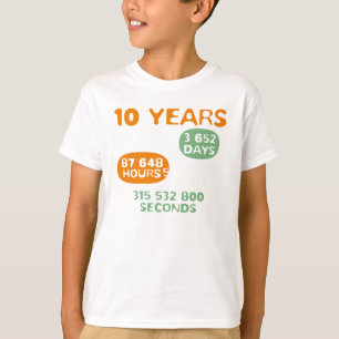 T-shirt 10 années de maths d'amant de pièce en t de geek