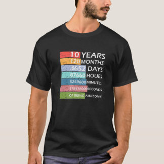 T-shirt 10 Ans 120 Mois 10E Anniversaire D'Être Impression