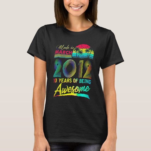 T-shirt 10 ans Awesome depuis mars 2012 10e anniversaire (Devant)