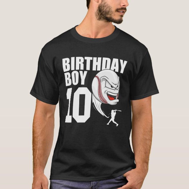 T-shirt 10 Ans Baseball Anniversaire Thème Fête 10E Gif (Devant)