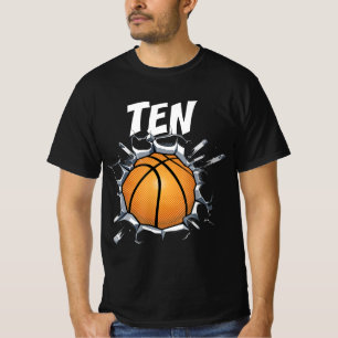 T-shirt 10 ans Basketball Anniversaire Fête 10e Garçon