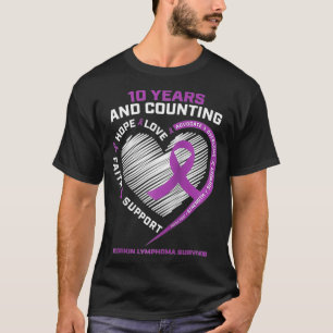 T-shirt 10 ans Cancer Cadeaux gratuits Femmes Hodgkin's Ly