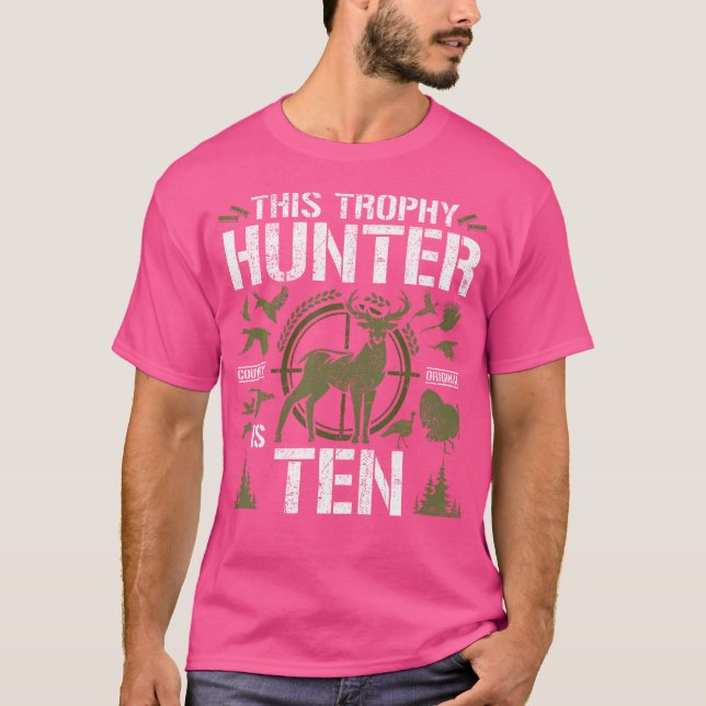 T-shirt 10 ans chasse Anniversaire fête Chasseur de cerfs  (Devant)