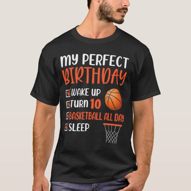 T-shirt 10 ans de basket-ball fête d'anniversaire 10e garç (Devant)