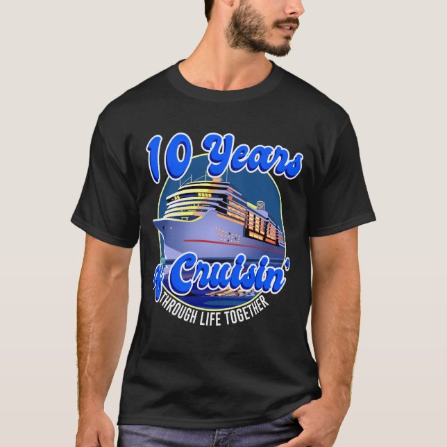 T-shirt 10 ans Mariage Anniversaire 10e bateau de croisièr (Devant)