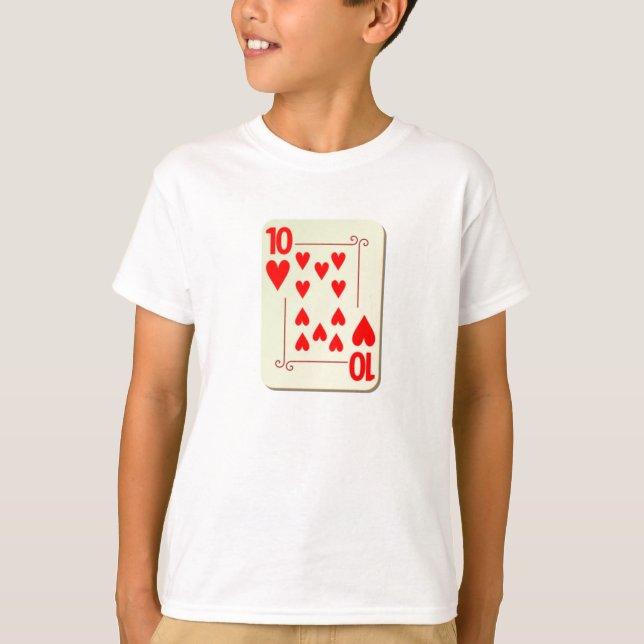 T-shirt 10 de la carte de jeu de coeurs (Devant)