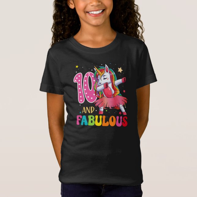 T-Shirt 10 & Fabulous Unicorn 10th Birthday Shirt (Devant)