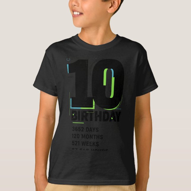 T-shirt 10 Years Of Being Awesome 10th Birthday Girl Boy D (Devant)