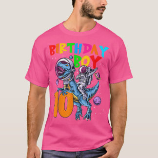 T-shirt 10 Years Old Birthday Boy Astronaut Riding 10th Di