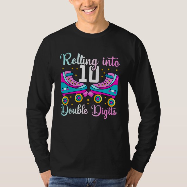 T-shirt 10 Years Old Birthday Girl Rolling Into 10th Doubl (Devant)