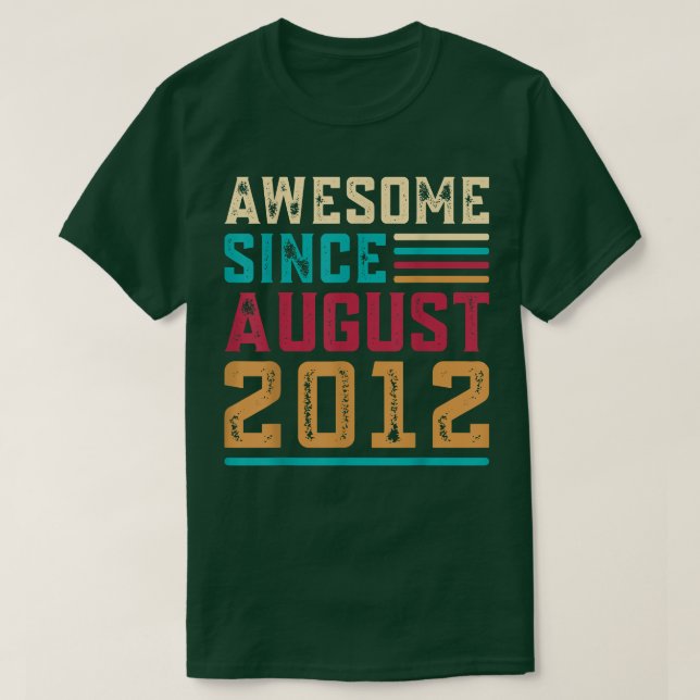 T-shirt 10 Years Old Toxits Awesome Since Août 2012 10th  (Design devant)