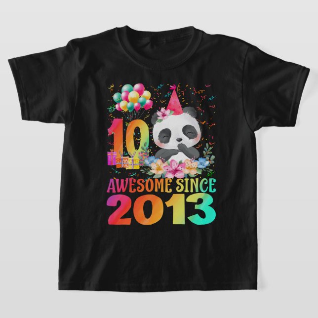 T-shirt 10ans 10e anniversaire Panda Unicorn Girl Party (Poser)