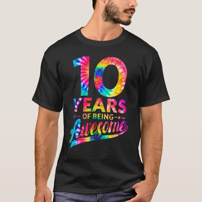 T-shirt 10e anniversaire 10 ans teinture teint Ancien Homm (Devant)