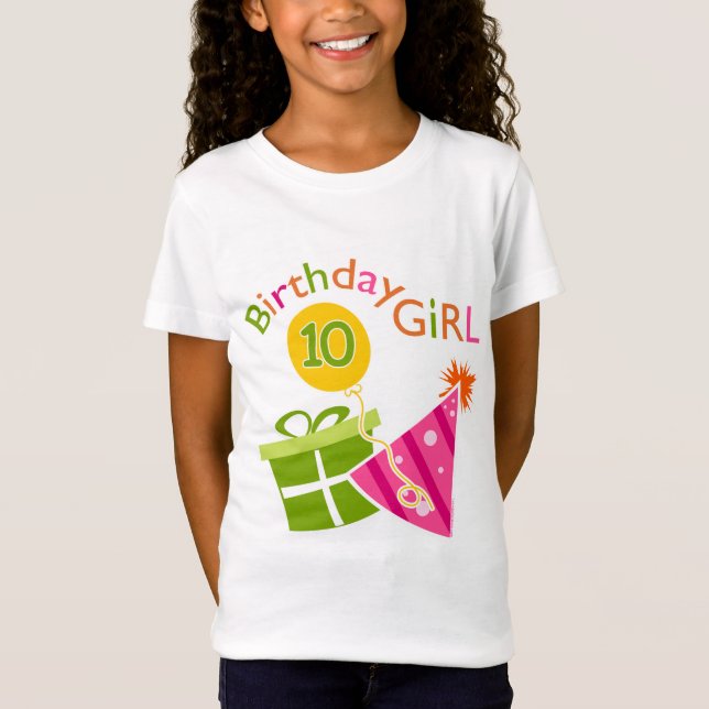 T-Shirt 10e anniversaire - Anniversaire fille (Devant)