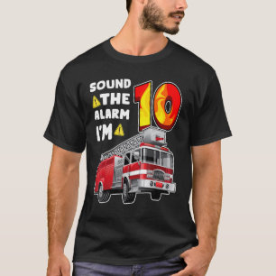 T-shirt 10e anniversaire Camion d'incendie Garçon Enfants 