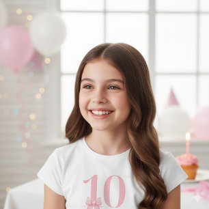 T-shirt 10e Anniversaire de la fille rose bow