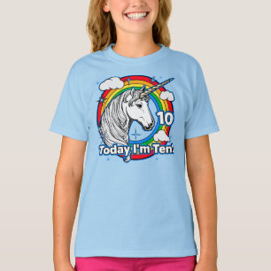T-shirt 10e anniversaire de l'enfant Rainbow Unicorn Aujou