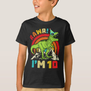 T-shirt 10e anniversaire Dinosaur T Rex Rawr J'ai 10 ans p