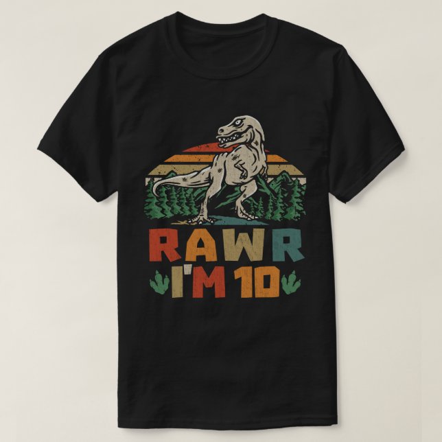 T-shirt 10e anniversaire Dinosaur T Rex Rawr J'ai 10 ans p (Design devant)